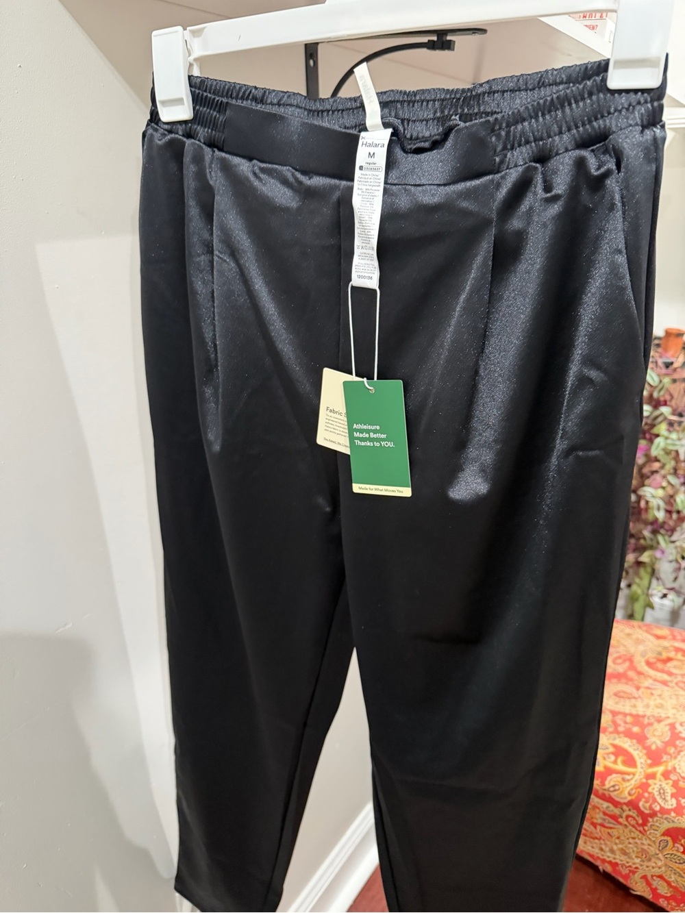 High Waisted Tapered Satin Casual Pants with Pockets